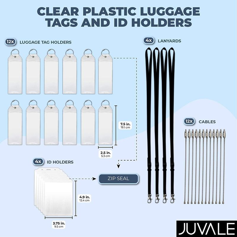 Clear Plastic Luggage Tags, ID Holders for Cruise Ships(16 Pack)