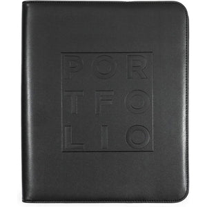 Art Portfolio Folder with Zipper, PU Leather Notebook Binder (Black, 14 x 11 in)
