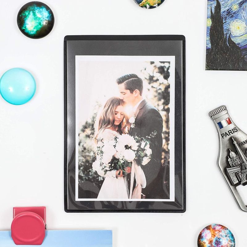 Black Magnetic Picture Frames with Clear Cover for 4 x 6 Inch Photos (4.5 x 6.5 in, 15 Pack)