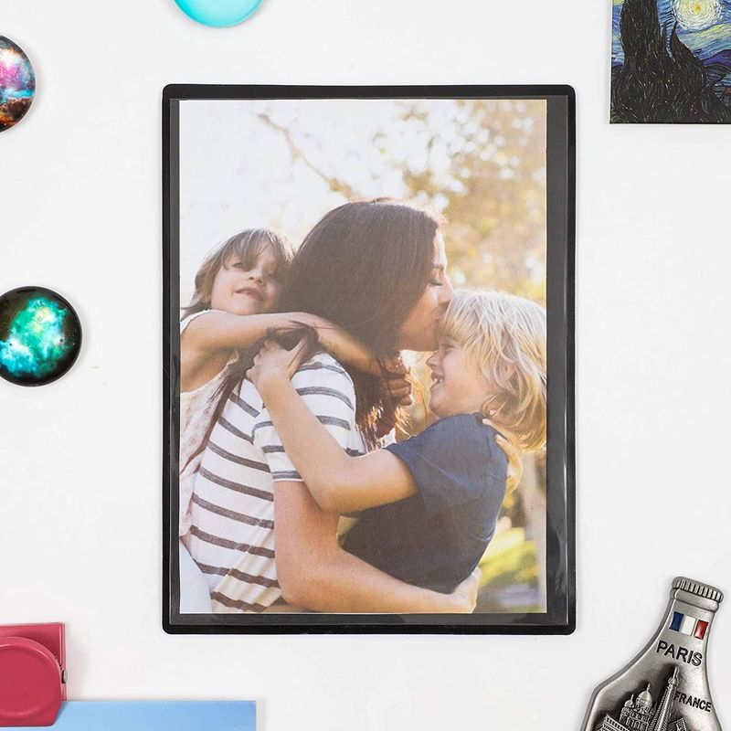 Black Magnetic Picture Frames with Clear Pocket for 5 x 7 Inch Photos (5.6 x 7.4 in, 15 Pack)