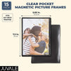 Black Magnetic Picture Frames with Clear Pocket for 5 x 7 Inch Photos (5.6 x 7.4 in, 15 Pack)