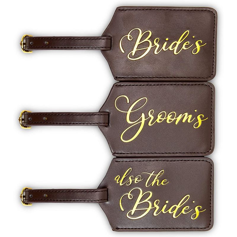 Bride and Groom Luggage Tag Set with Gift Box, Wedding Gifts (3 Piece Set)