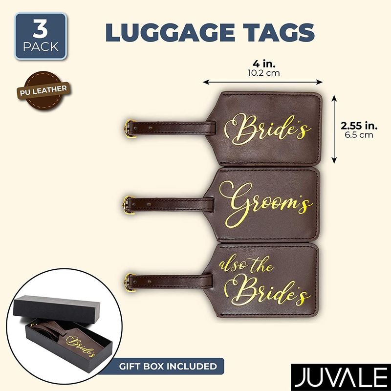 Bride and Groom Luggage Tag Set with Gift Box, Wedding Gifts (3 Piece Set)