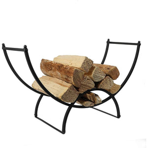 Juvale 3-Foot Curved Firewood Rack for Indoor Outdoor (Black)