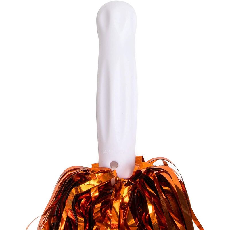 Juvale Orange Cheerleading Pom Poms, Metallic Foil Fringe for Spirit Team (6 Pairs)