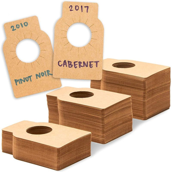 Kraft Wine Bottle Label Tags 300 Pack Cellar Rack Labels (3.5 x 2.25)