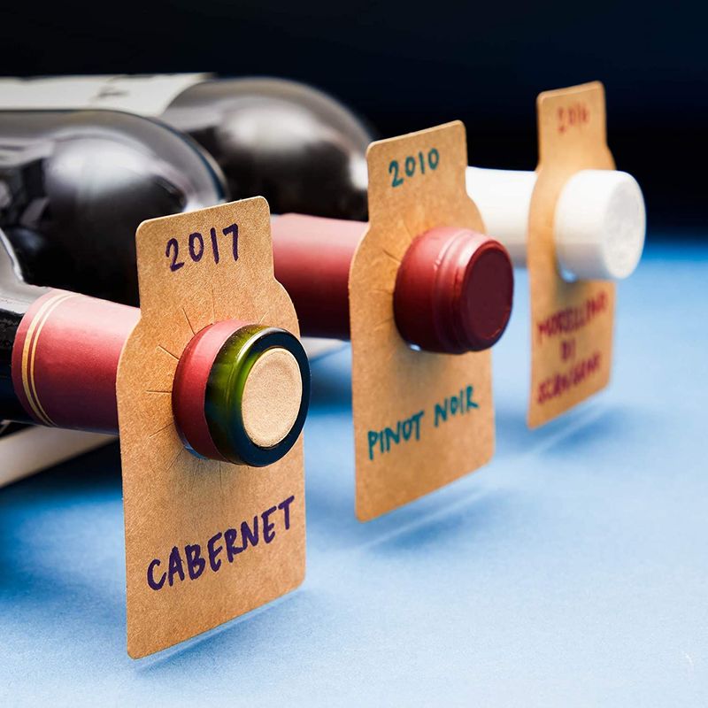 Kraft Wine Bottle Label Tags 300 Pack Cellar Rack Labels (3.5 x 2.25)