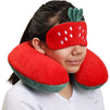Strawberry Eye Mask and Memory Foam Neck Pillow (11.8 x 11.8 x 4.7 in, 2 Piece Set)