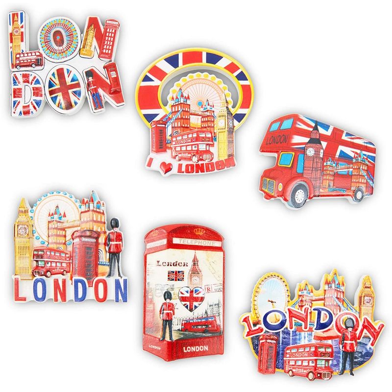 Juvale London Refrigerator Magnets, Souvenir Set (6 Pack)