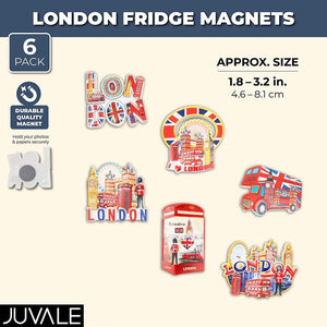 Juvale London Refrigerator Magnets, Souvenir Set (6 Pack)