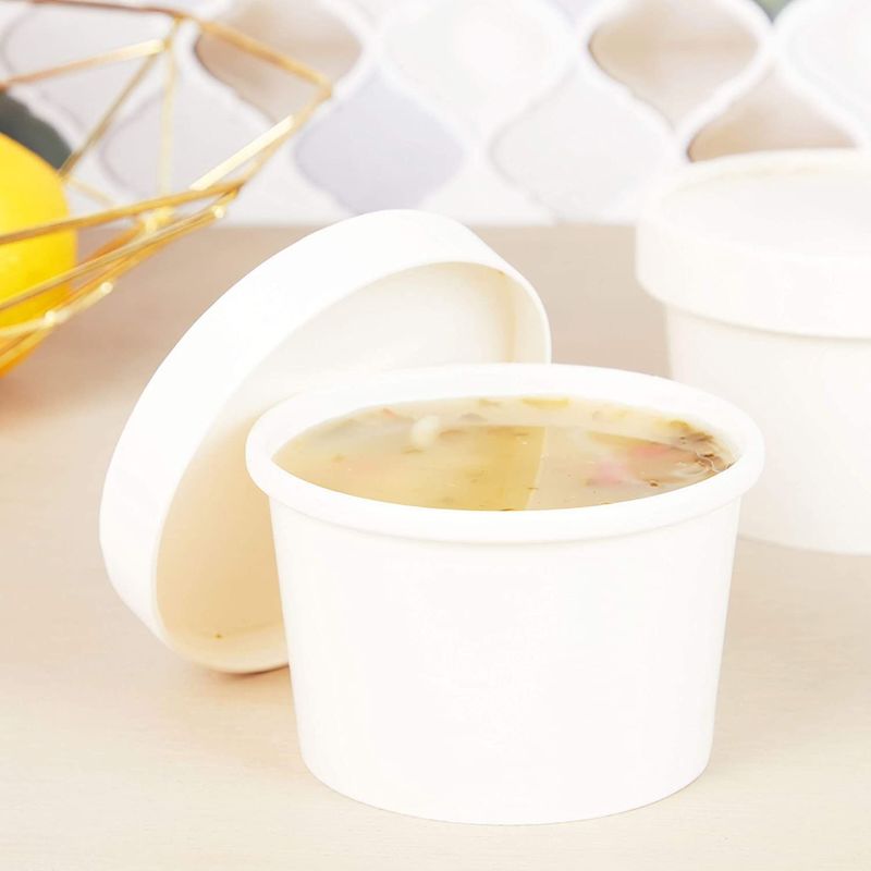 White Disposable Soup Containers with Lids for To-Go Food (16 oz