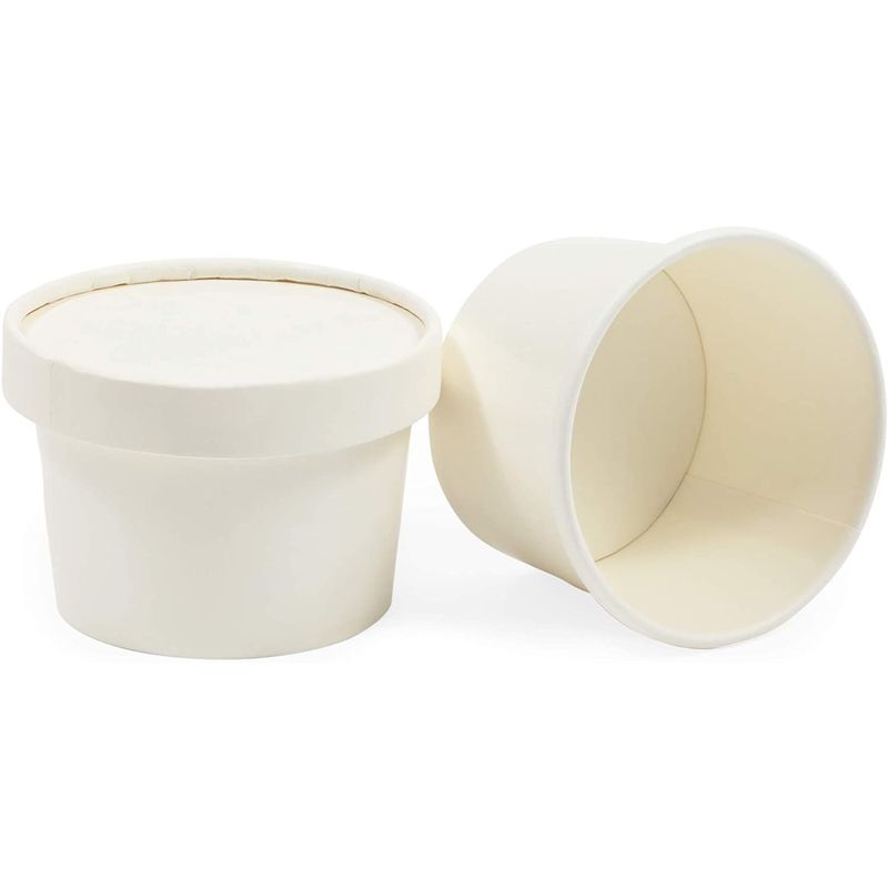White Disposable Soup Containers with Lids for To Go Food (8 oz, 50 Pack)