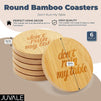 Round Bamboo Coasters for Housewarming Gift, Don't Ruin My Table (6 Pack)