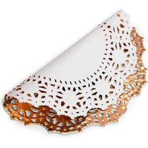 Lace Paper Doilies, Rose Gold Foil Decorations for Crafts (4 In, 300 Pack)