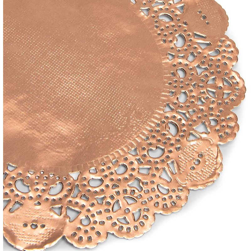 Lace Paper Doilies, Rose Gold Foil Decorations for Crafts (6 In, 200 Pack)