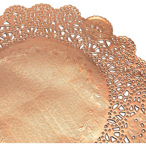 Lace Paper Doilies, Rose Gold Foil Placemats (8 In, 100 Pack)