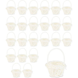 Juvale White Mini Woven Baskets with Handles (1.75 x 2.5 in, 24 Pack)