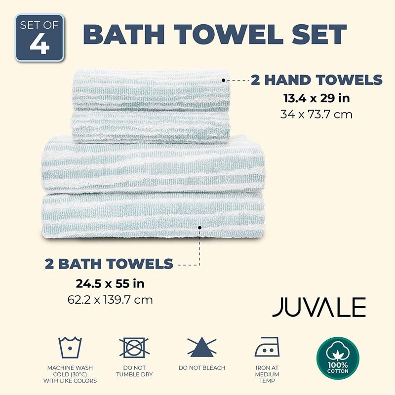 Blue Striped Bath Towels Set (2 Sizes, 4 Pieces)