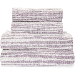Grey Striped Bath Towels Set (2 Sizes, 4 Pieces)