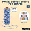 Cotton Twine String for Crafts, Jute Twine in 15 Colors (164 Ft, 15 Pieces)