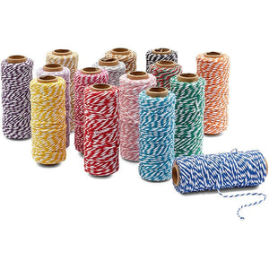 Cotton Twine String for Crafts, Jute Twine in 15 Colors (164 Ft, 15 Pieces)