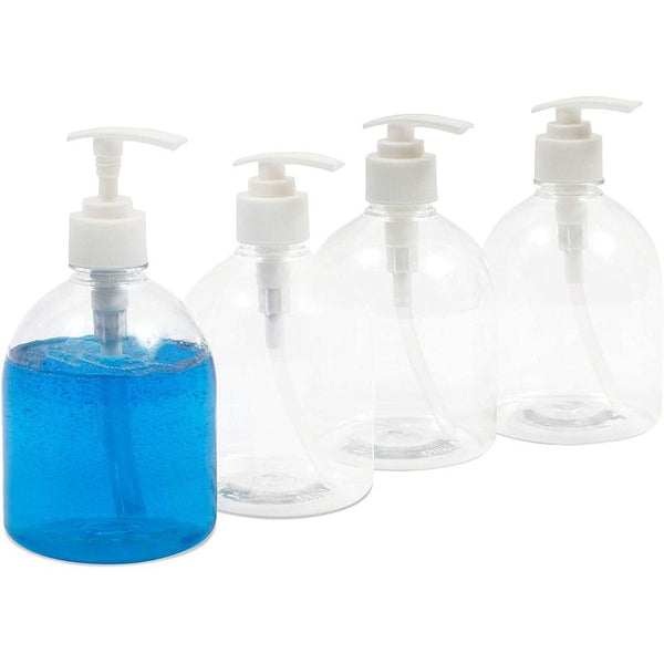 Clear Plastic Pump Bottle Dispensers (17 oz, 4 Pack)
