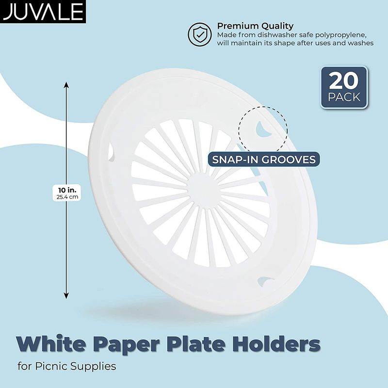 White Paper Plate Holders for Picnic Supplies (10 In, 20 Pack)