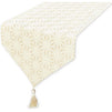 Dining Table Runner with Tassels, Geometric Jacquard Weave (Beige, 12 x 78 in)