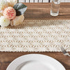 Dining Table Runner with Tassels, Geometric Jacquard Weave (Beige, 12 x 78 in)