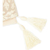 Table Runner with Tassels, Beige Leaf Jacquard Weave (12 x 78 in)