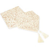 Table Runner with Tassels, Beige Leaf Jacquard Weave (12 x 78 in)