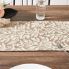 Table Runner with Tassels, Beige Leaf Jacquard Weave (12 x 78 in)