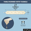 Juvale Dining Table Runner with Tassels, Beige Metallic Weave (12 x 78 Inches)