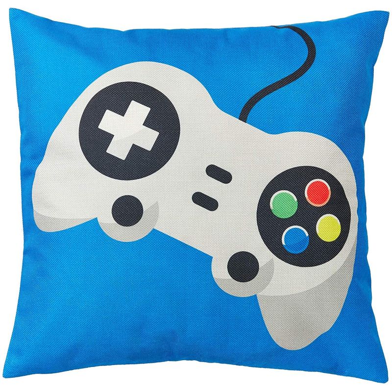Juvale Decorative Throw Pillow Covers, Video Games (18 x 18 Inches, 4 Pack)
