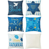 Juvale Hanukkah Throw Pillow Covers, Blue Cushion Cover Set (18 x 18 Inches, 6 Pack)