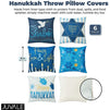 Juvale Hanukkah Throw Pillow Covers, Blue Cushion Cover Set (18 x 18 Inches, 6 Pack)