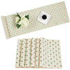 Ivory Dining Table Runner and Placemats, Set of 6, Green Foil (7 Pieces)