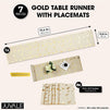 Juvale Christmas Gold Foil Dining Table Runner and Placemats, Set of 6 (7 Pieces)