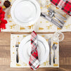 Juvale Christmas Gold Foil Dining Table Runner and Placemats, Set of 6 (7 Pieces)