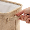 Jute Fabric Storage Bin with Handles, Bathroom Organization (10.75 x 6.5 x 9 In)