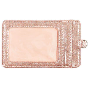 Retractable Rose Gold Glitter Badge Holder with 2 Card Slots (4.9 x 2.75 Inches)