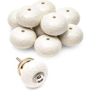 Ivory Knobs for Dresser Drawers, Round Cabinet Pulls (1.6 in, 10 Pack)