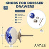 Knobs for Dresser Drawers, Round Cabinet Pulls (Blue, White, 1.6 in, 10 Pack)