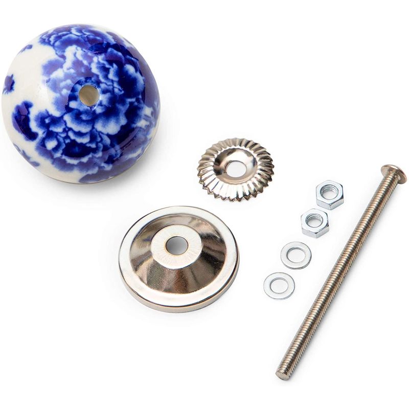 Knobs for Dresser Drawers, Round Cabinet Pulls (Blue, White, 1.6 in, 10 Pack)
