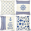 Nautical Throw Pillow Cover, Boat Theme Decor (18 x 18 Inches, 4 Pack)