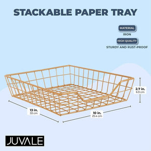 Gold Paper Tray Organizer, Office Desk Supplies (12.7 x 10 x 2.7 in)