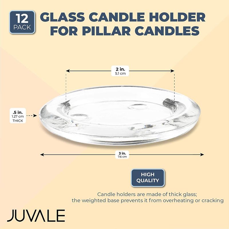 Small Glass Candle Holder for 2-Inch Pillar Candles (12 Pack)