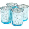 Blue Tealight Candle Holder, Mercury Glass Décor (2 x 2.7 in, 4 Pack)