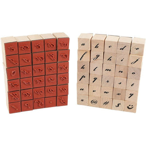 Wood Rubber Stamps for Crafting, Calligraphy Alphabet Stamp Set (60 Pieces)