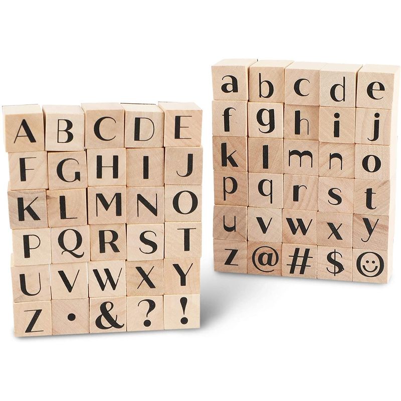 40 Pcs Wooden Rubber Stamp Letters Alphabets, Number and Letter Symbol  Alphabet Mini Stamps for Clay Crafts, Card Making, Kids Painting  handwriting 